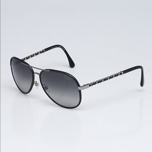 Black Chanel Pilot Aviator Sunglasses